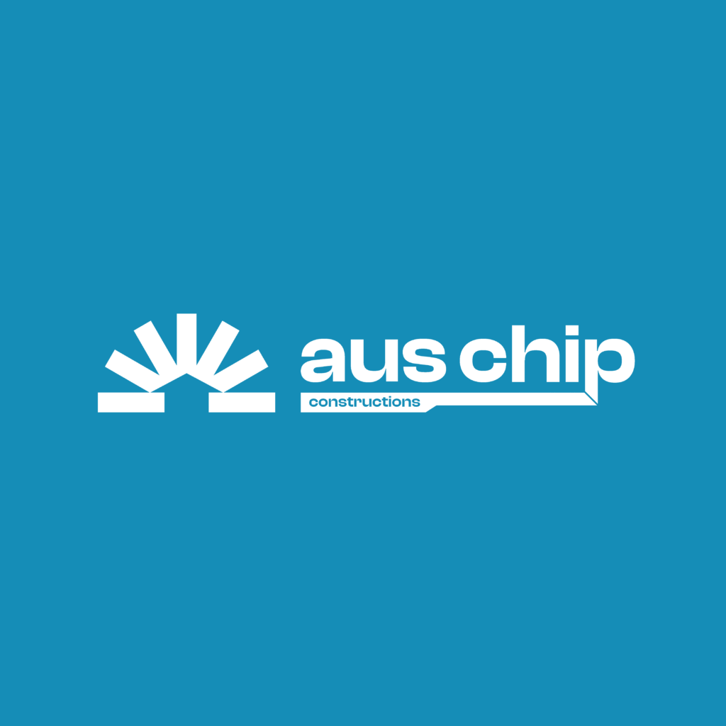 Auschip logo featuring a stylised teal circuit board design